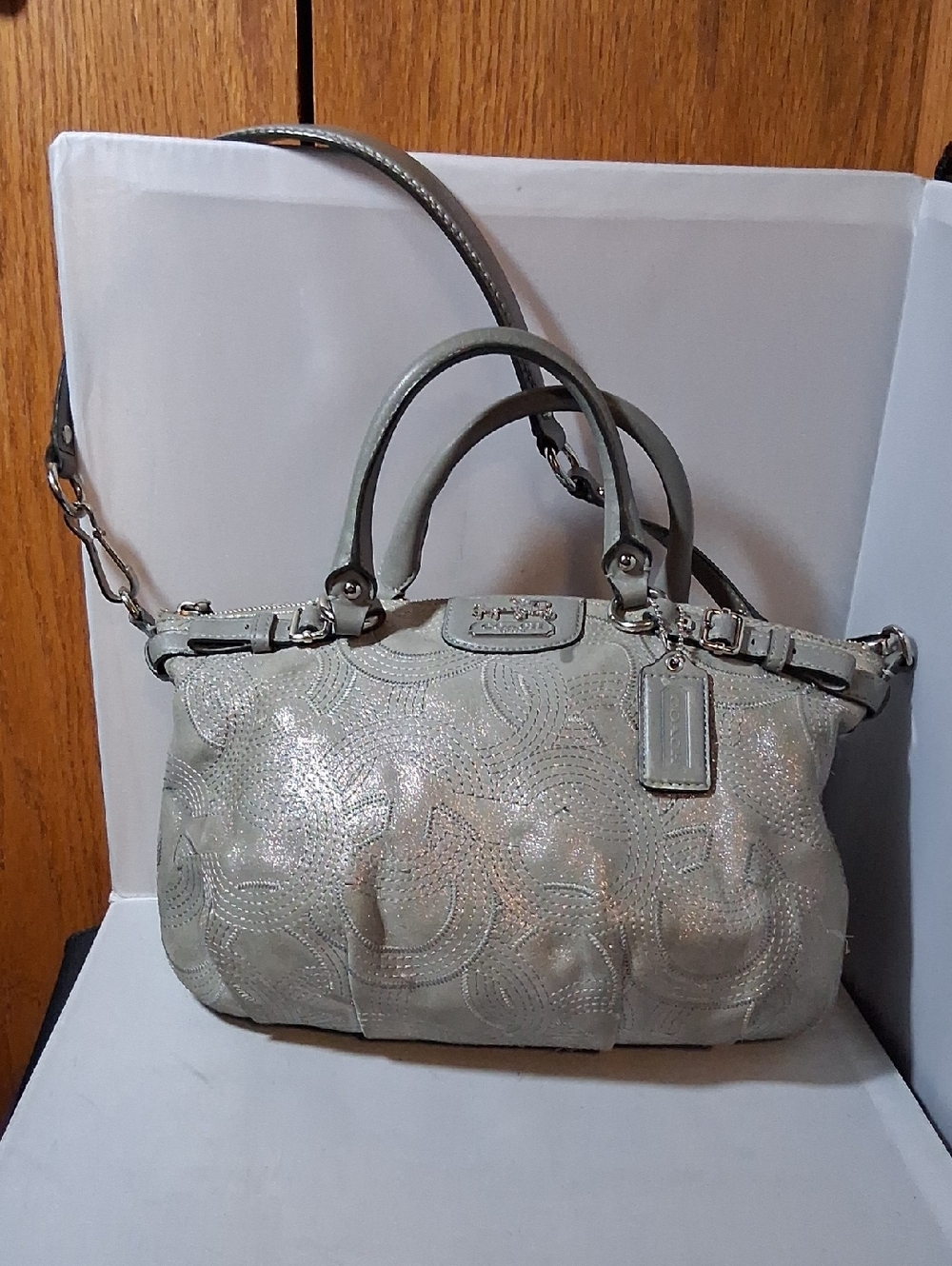 Coach Madison Sophia Op Art metallic silver/grey